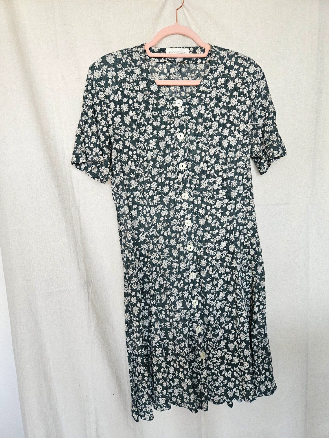 Melia - donkergroene korte vintage jurk, viscose | M