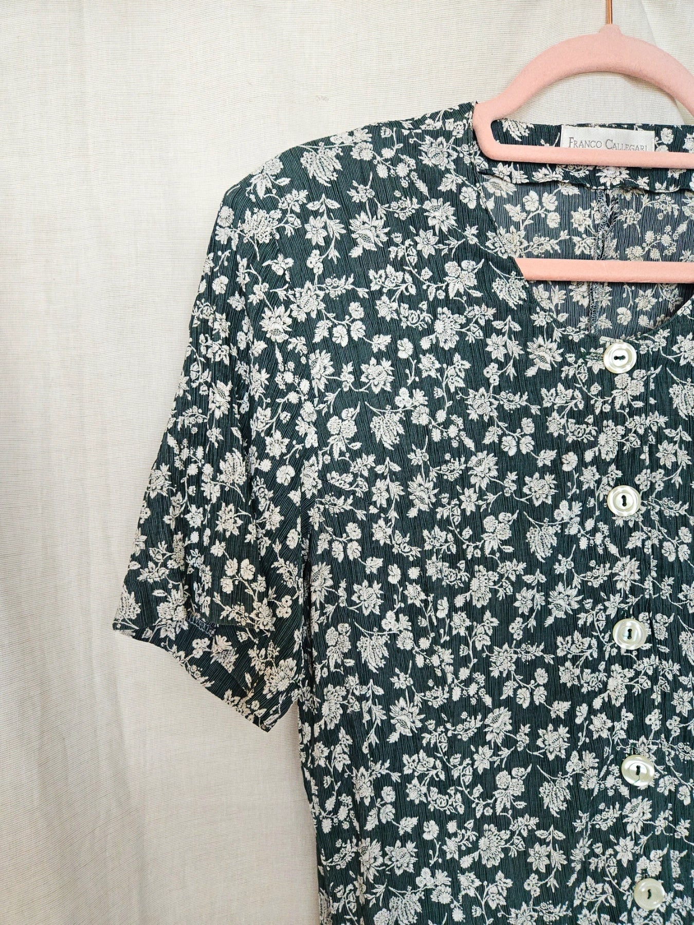 Melia - donkergroene korte vintage jurk, viscose | M