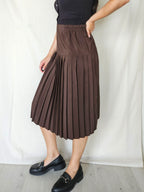 Nuria - bruine vintage plooirok met zijde | L/XL