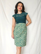 Elia - groene vintage rok van katoen | XL