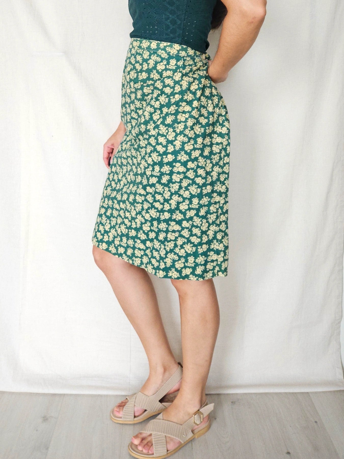Elia - groene vintage rok van katoen | XL