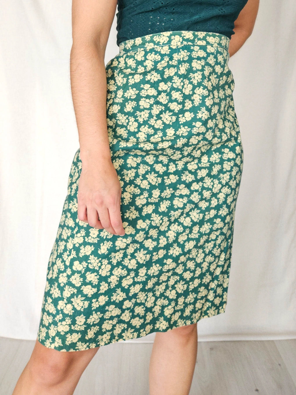Elia - groene vintage rok van katoen | XL