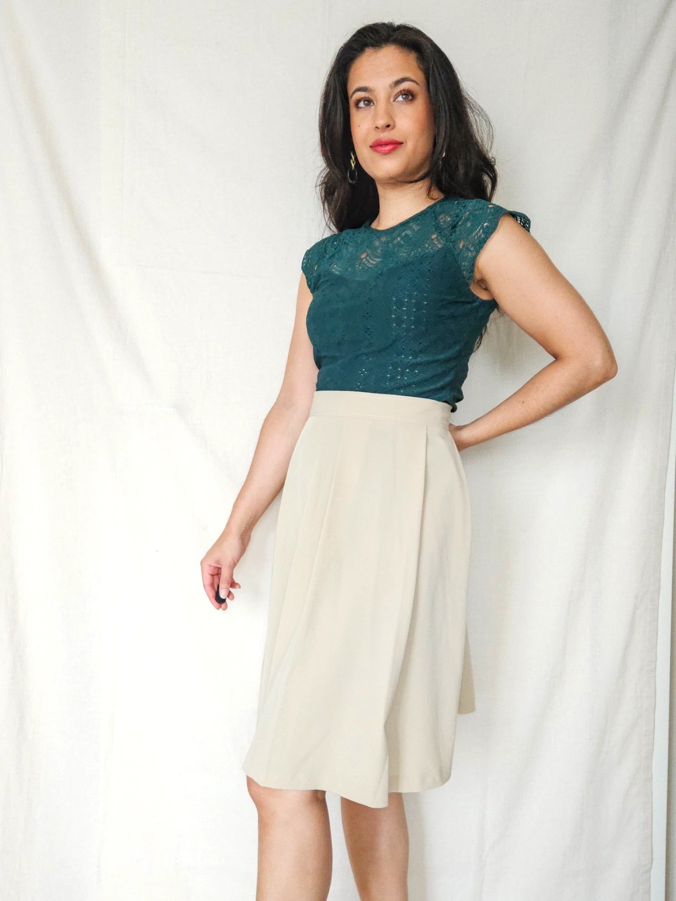 Penelope - beige A-lijn vintage rok | L/XL (kopie)