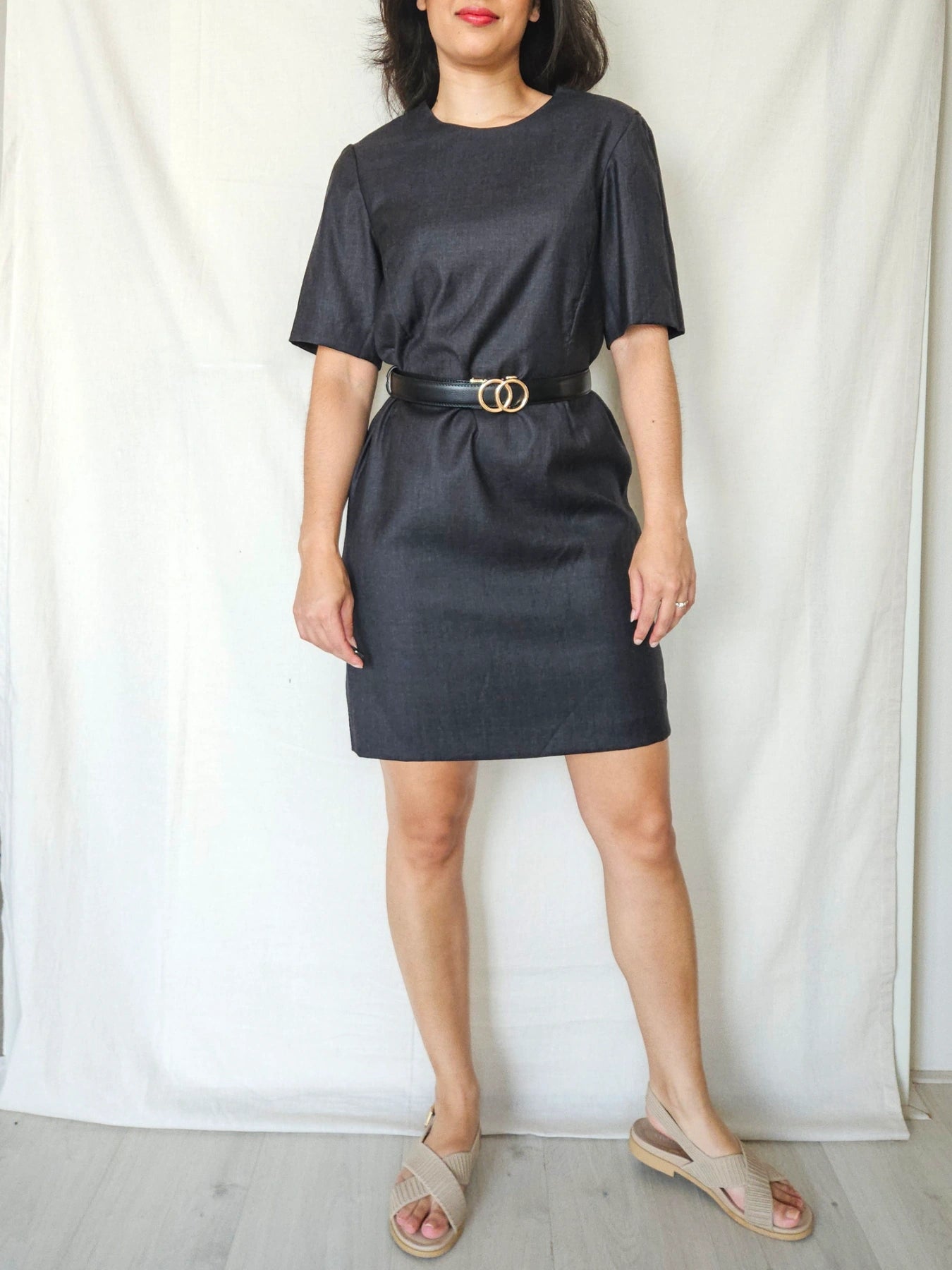 Danni - donkergrijze vintage jurk | M