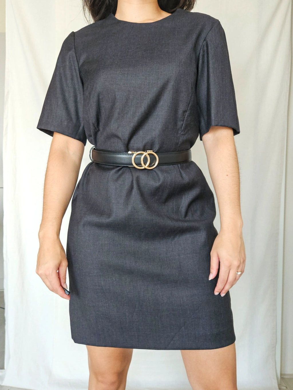 Danni - donkergrijze vintage jurk | M