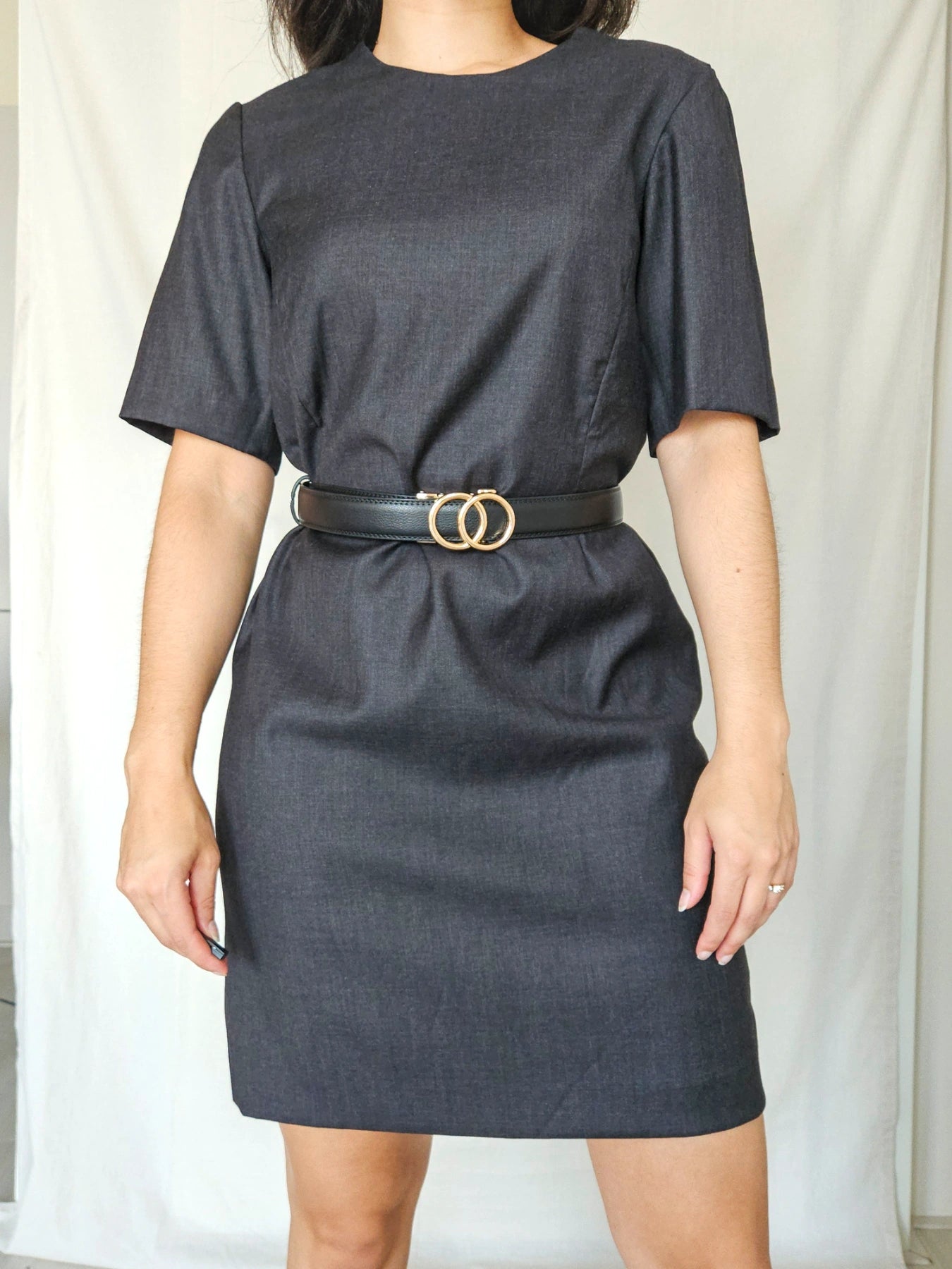 Danni - donkergrijze vintage jurk | M