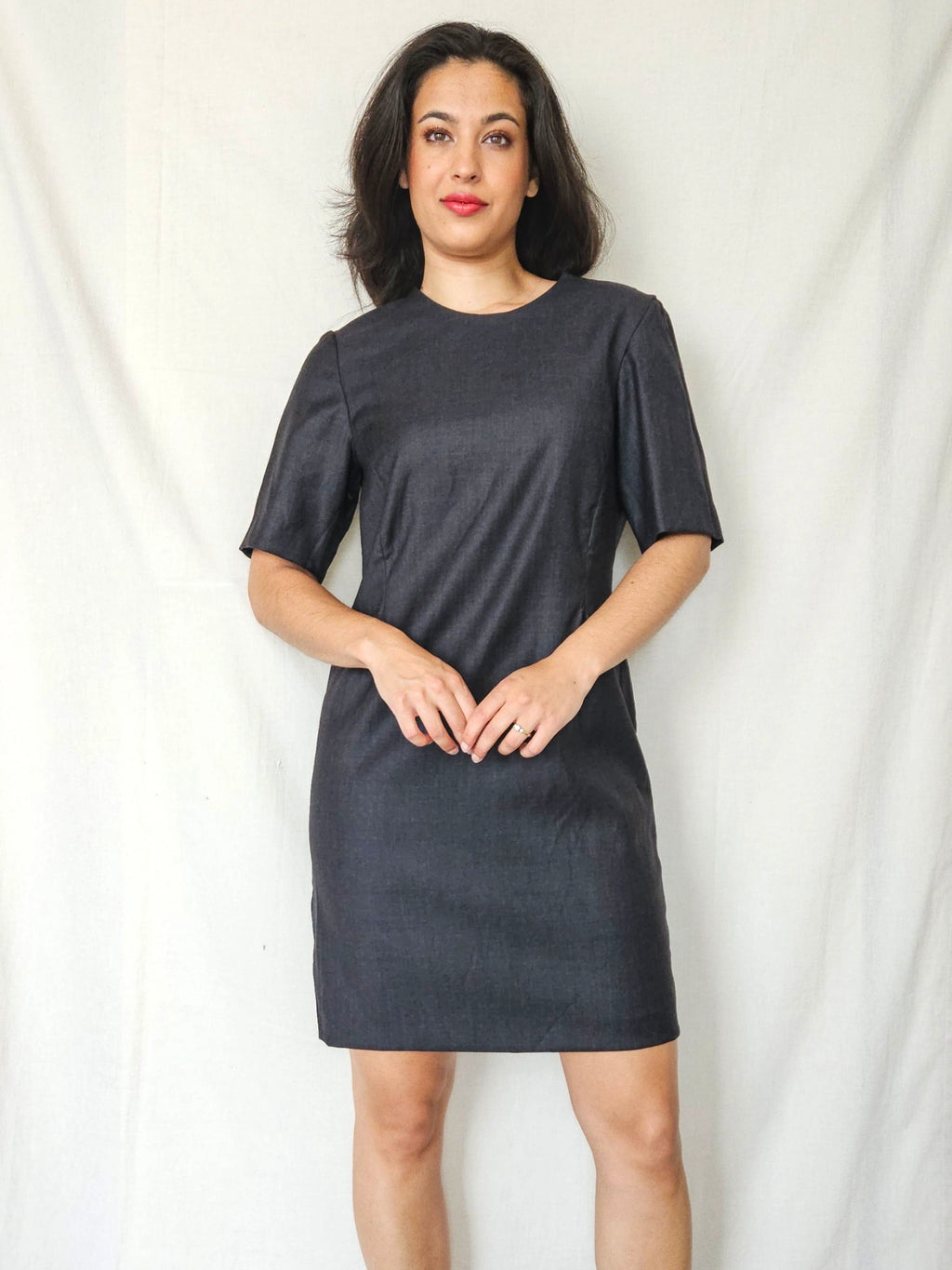 Danni - donkergrijze vintage jurk | M