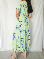 Fiona - lichtgroene vintage jurk met bloemen | M
