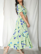 Fiona - lichtgroene vintage jurk met bloemen | M