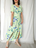 Fiona - lichtgroene vintage jurk met bloemen | M