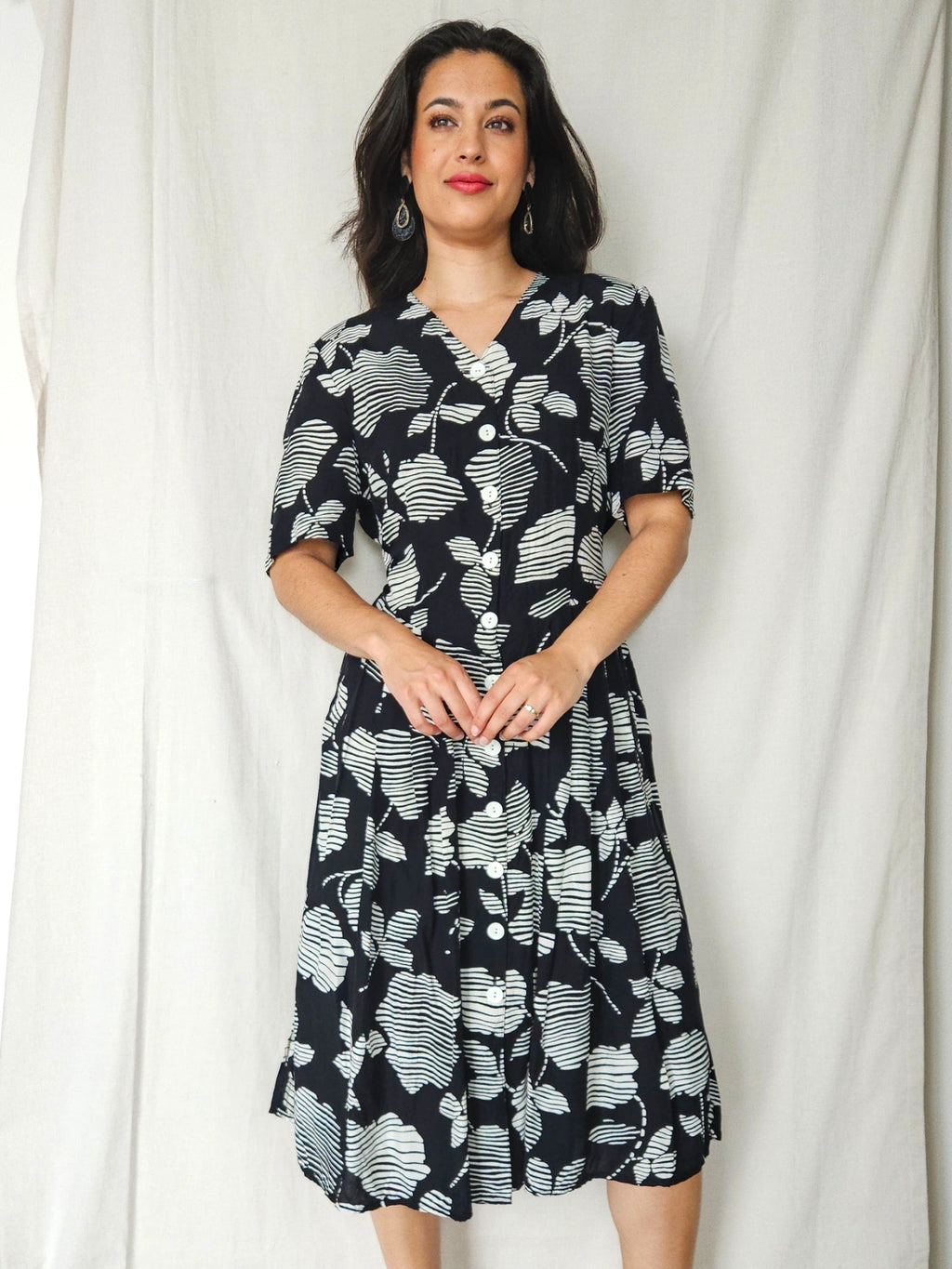 Althea - zwarte-witte vintage jurk | L