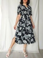 Althea - zwarte-witte vintage jurk | L