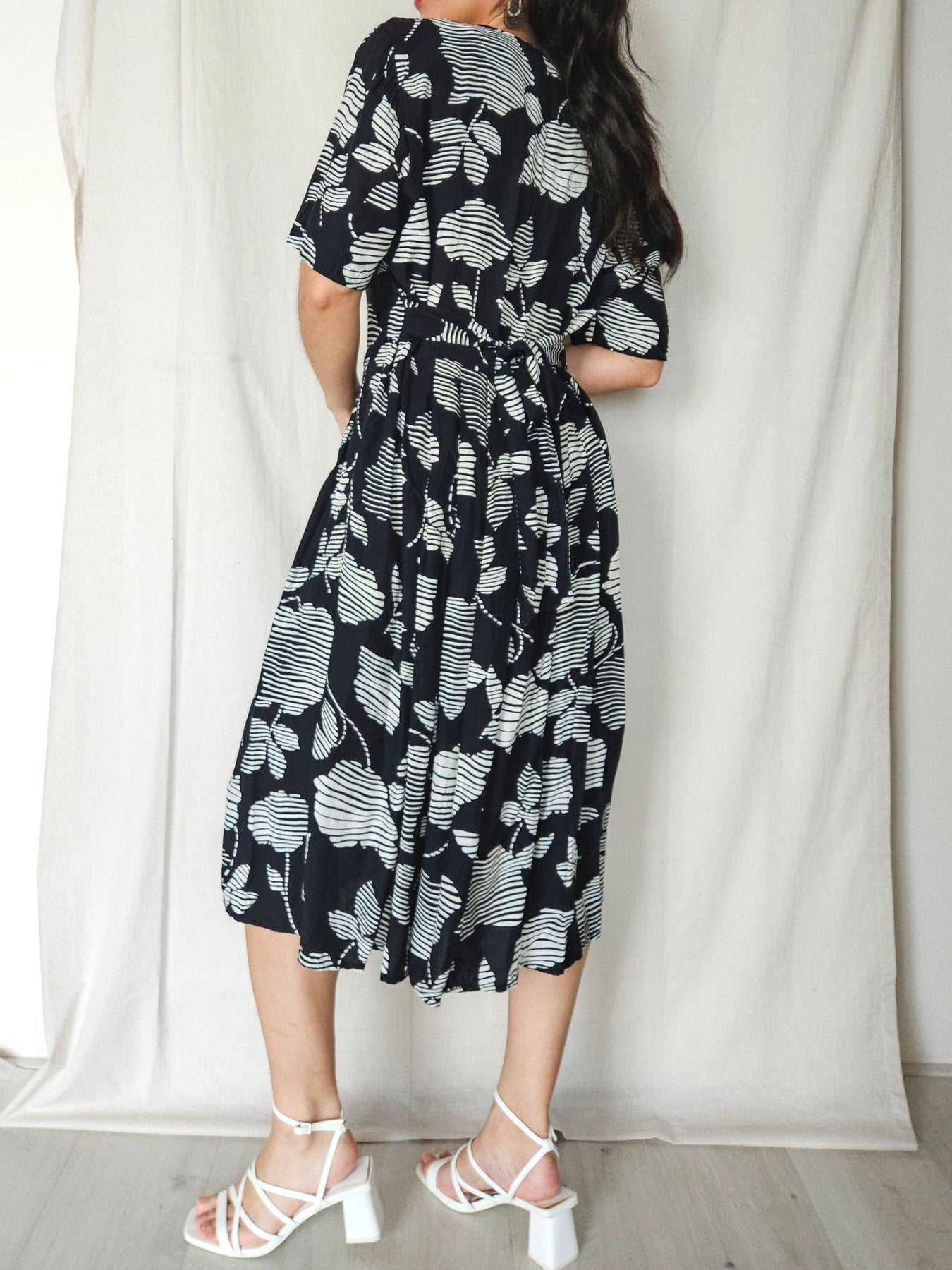 Althea - zwarte-witte vintage jurk | L
