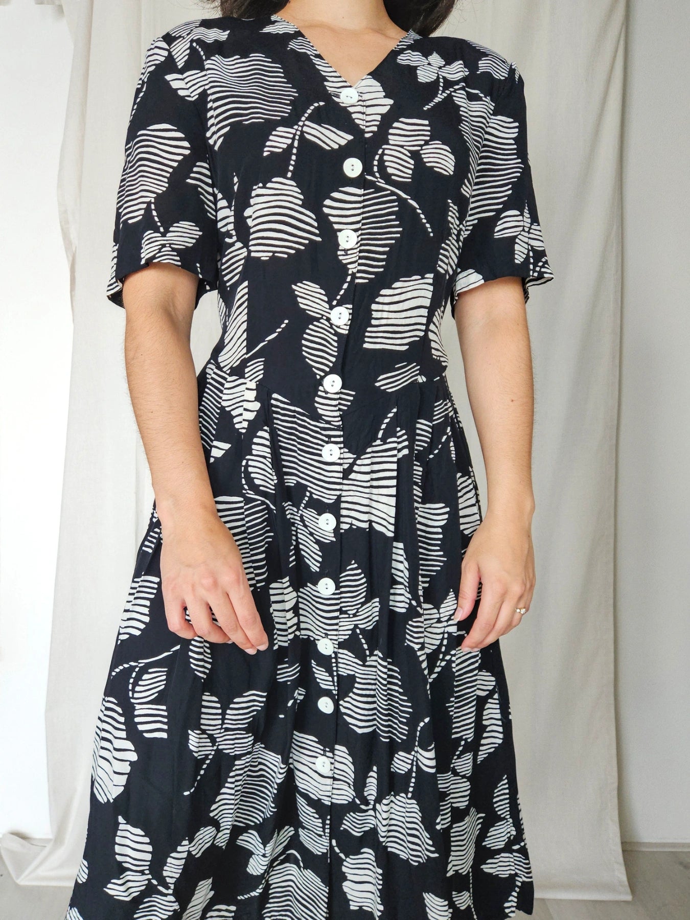 Althea - zwarte-witte vintage jurk | L
