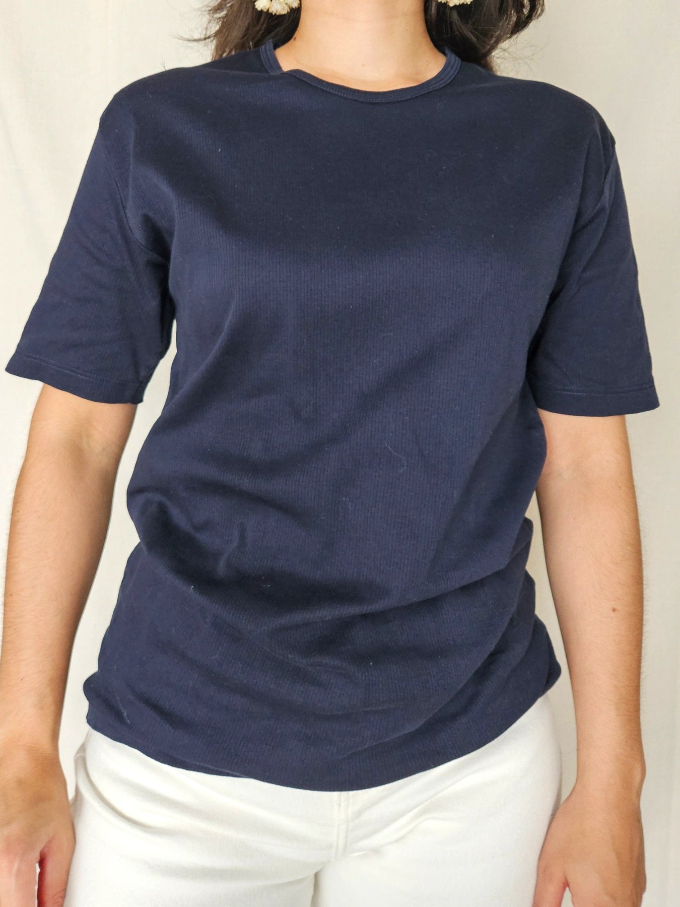 Selene - donkerblauw katoenen shirt | L