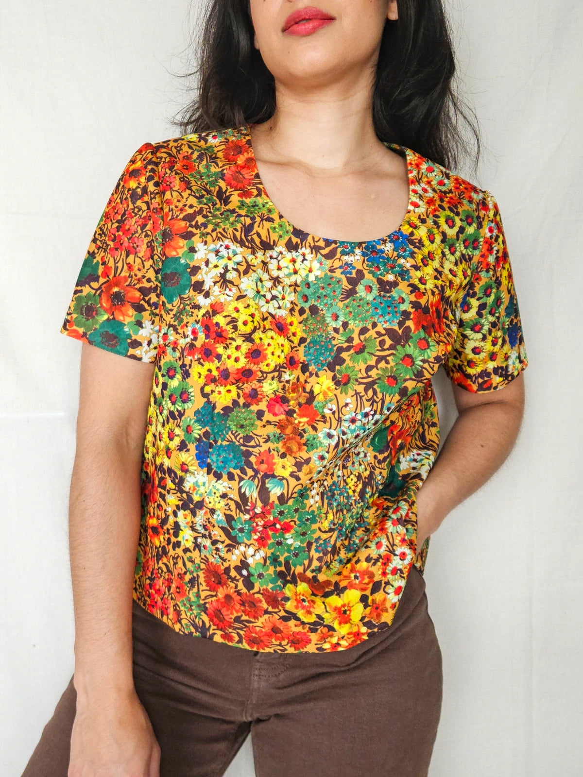 Nyssa - 60s vintage shirt met bloemenprint | M (kopie)