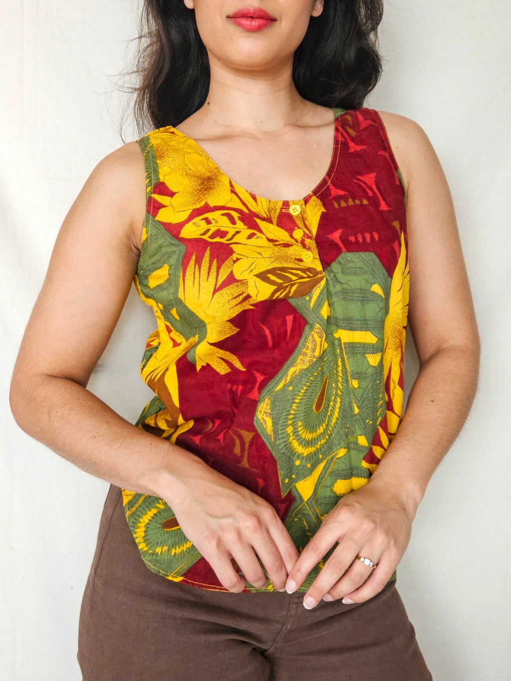 Rhea - kleurrijke vintage top van katoen | M