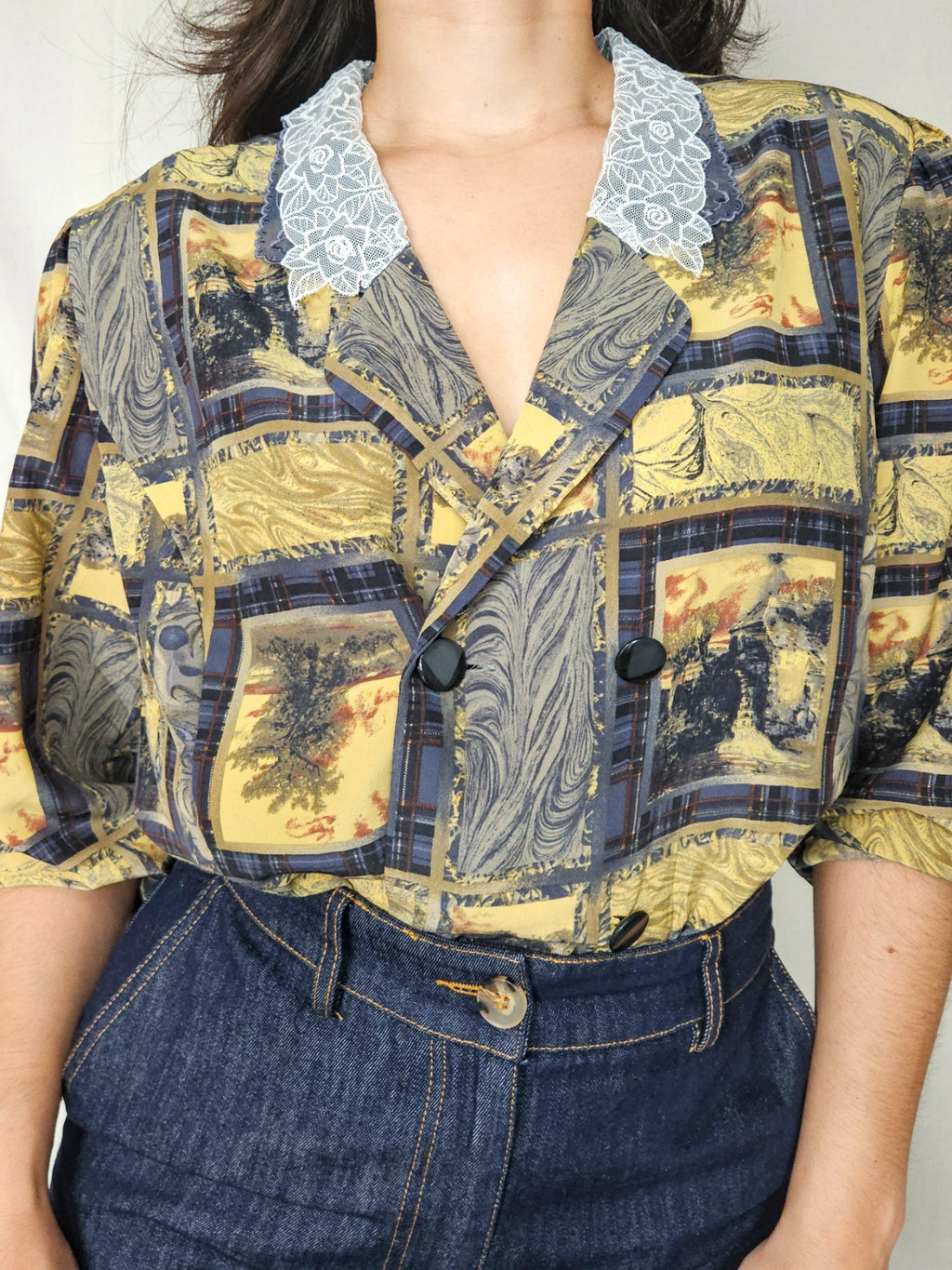 Elara - vintage blouse met kant | L