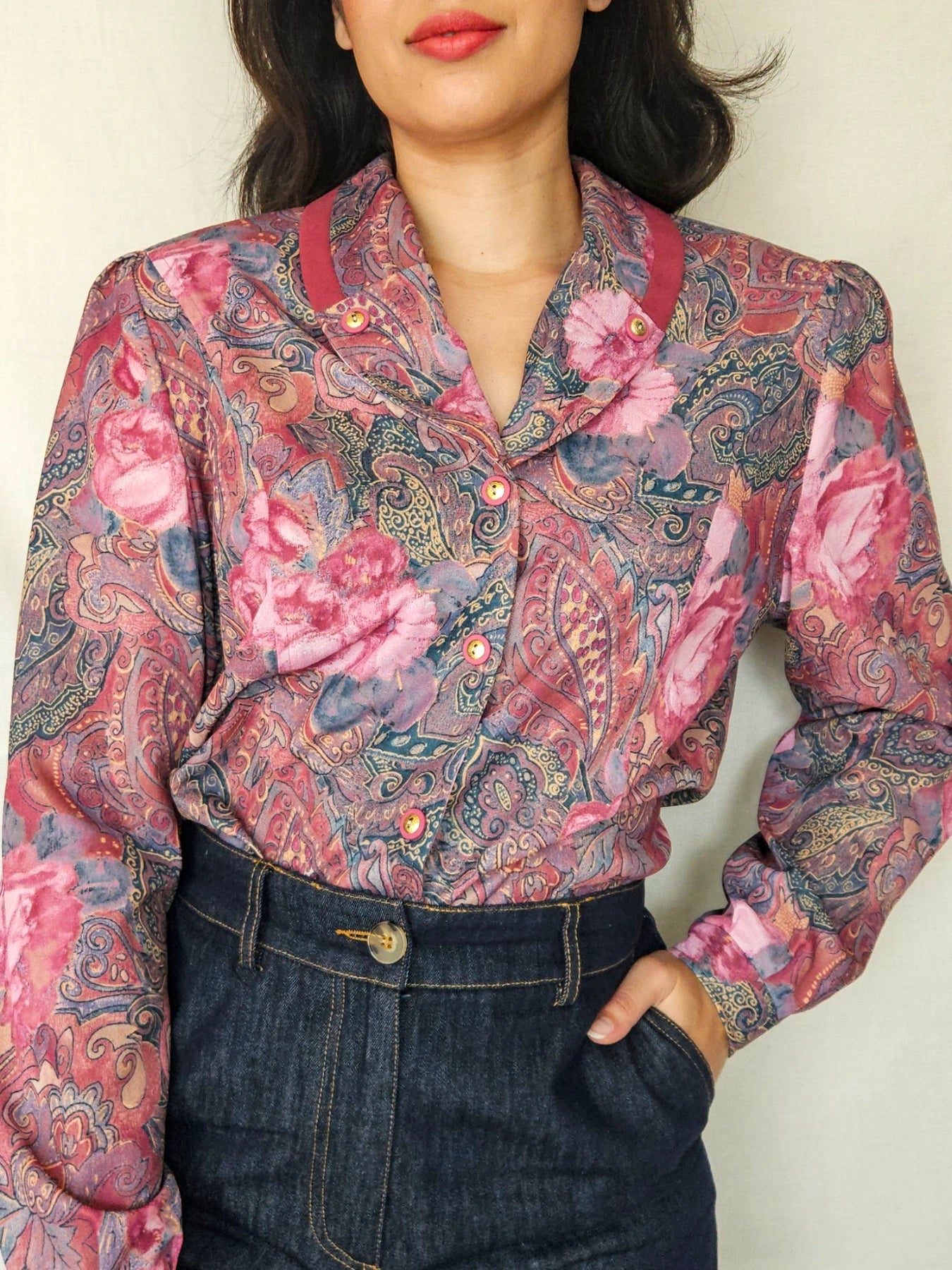 Ismene - vintage blouse met bloemenprint | M