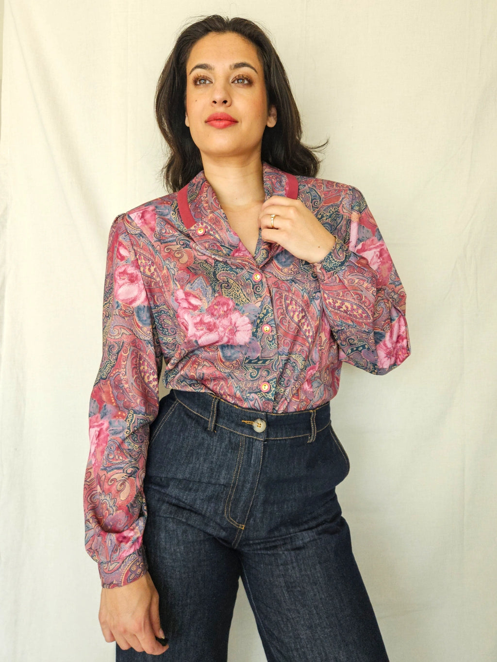 Ismene - vintage blouse met bloemenprint | M