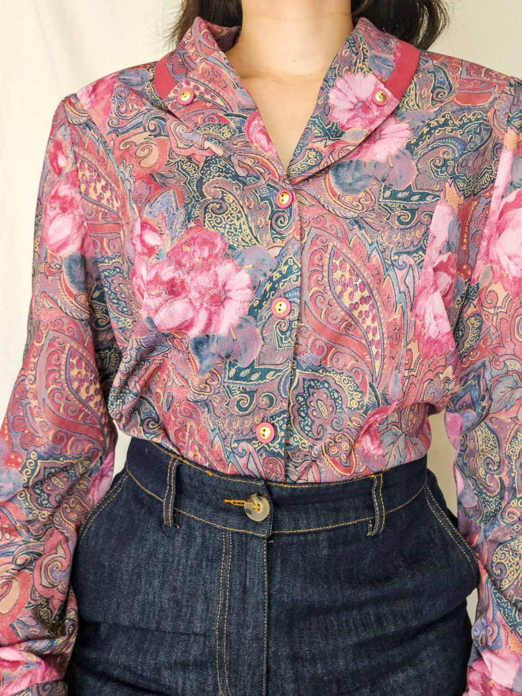 Ismene - vintage blouse met bloemenprint | M