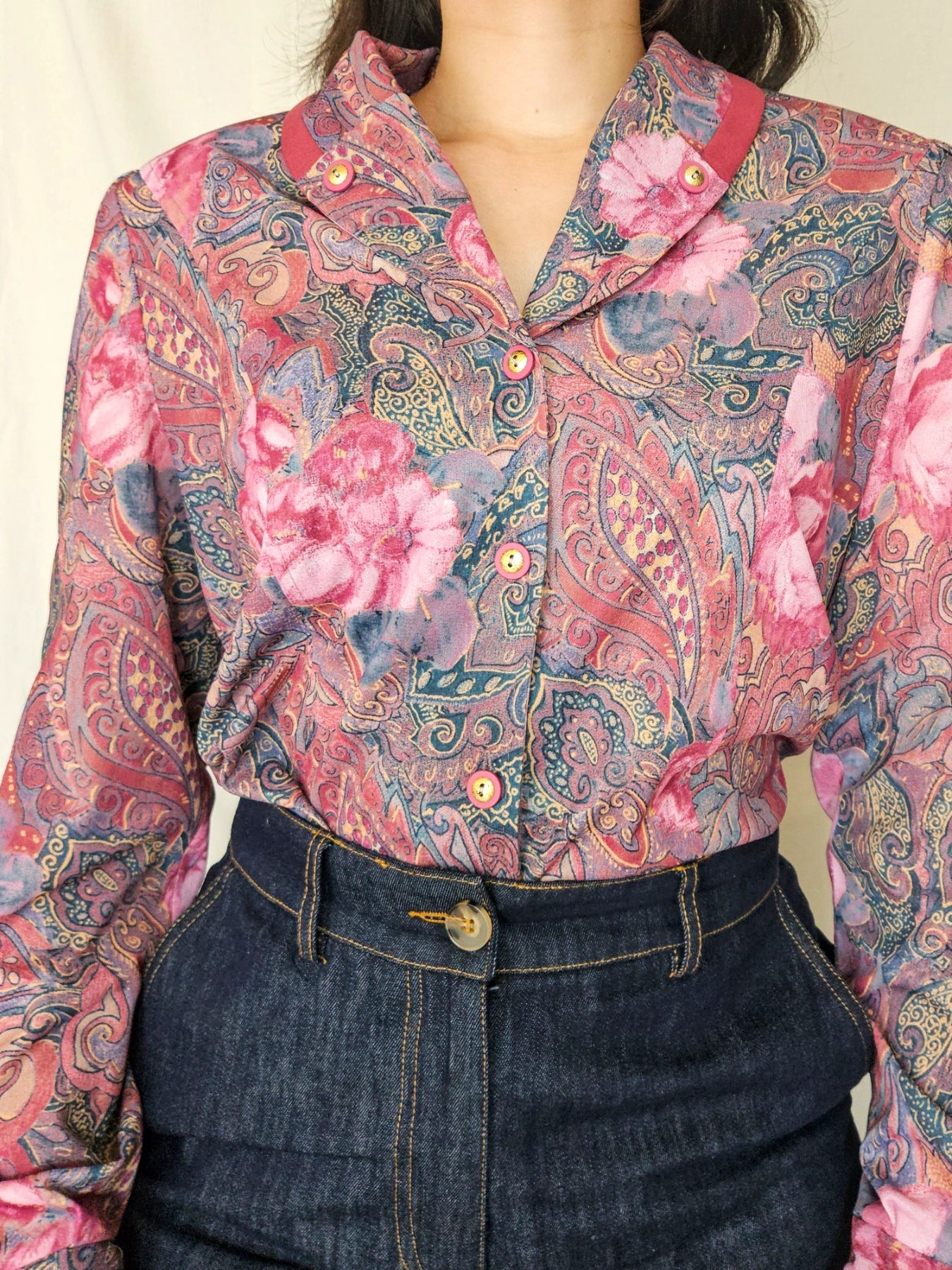 Ismene - vintage blouse met bloemenprint | M