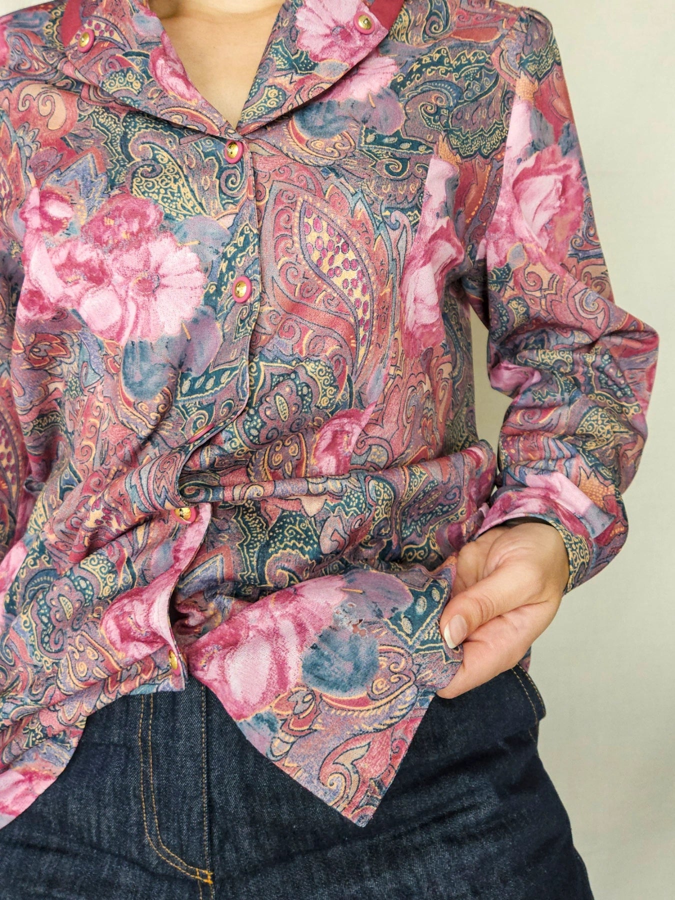 Ismene - vintage blouse met bloemenprint | M