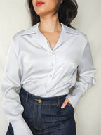 Clio - lichtgrijze vintage blouse | M
