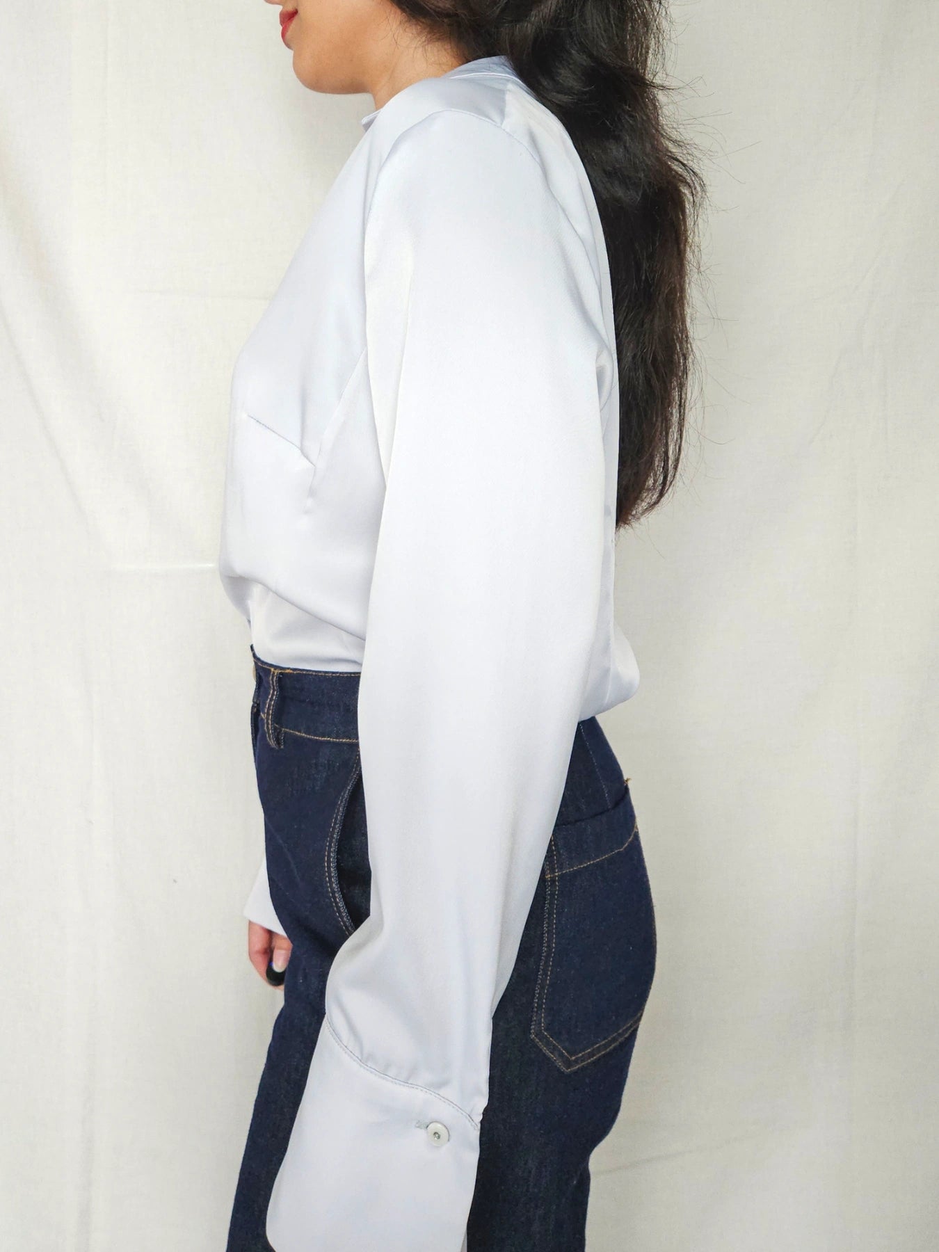 Clio - lichtgrijze vintage blouse | M