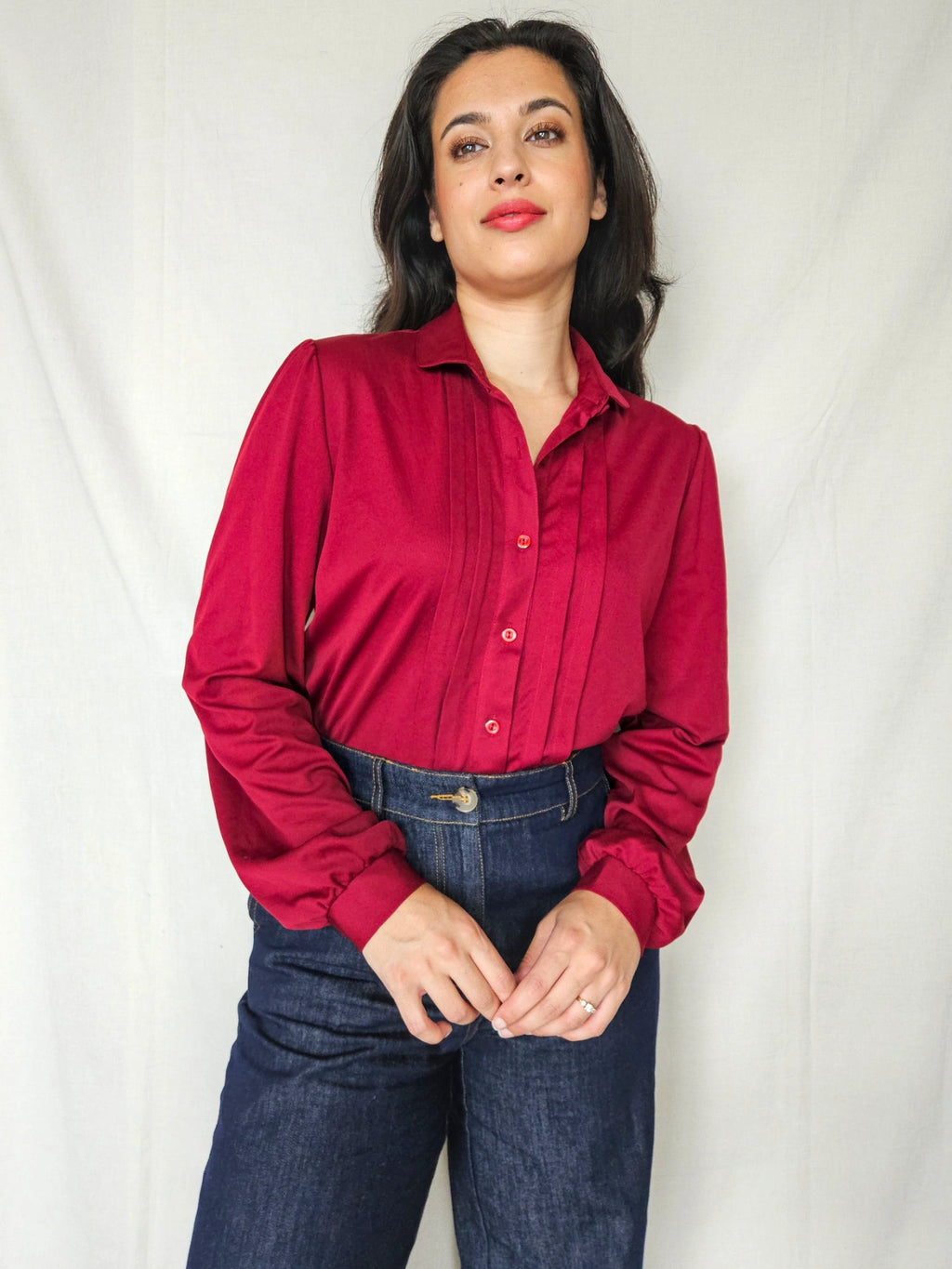 Leto - bordeaux vintage blouse | M