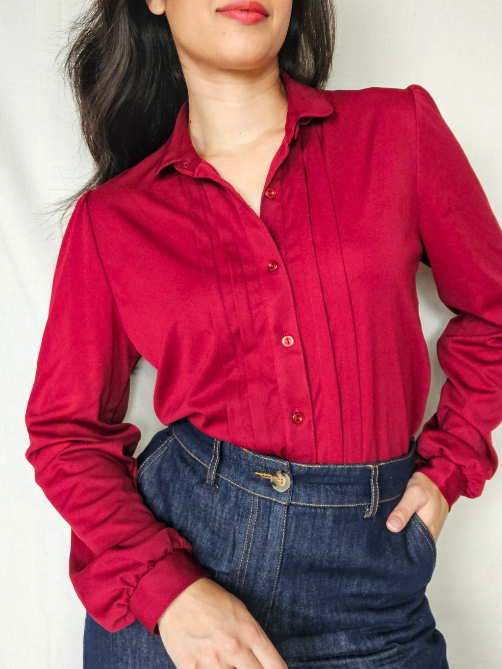 Leto - bordeaux vintage blouse | M