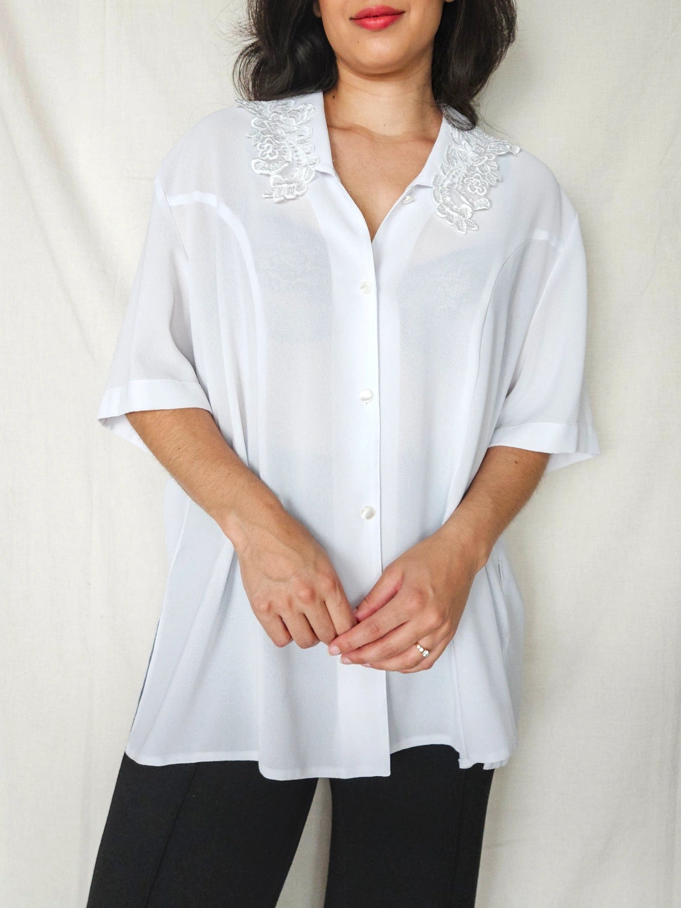 Cyra - witte vintage blouse | XXL
