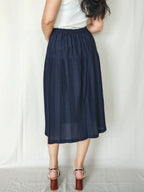 Danae - donkerblauwe vintage plooirok | XL