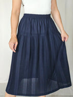 Danae - donkerblauwe vintage plooirok | XL