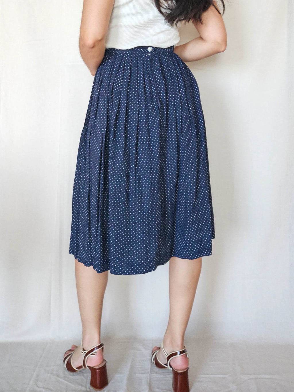 Desi - donkerblauwe vintage plooirok | M/L