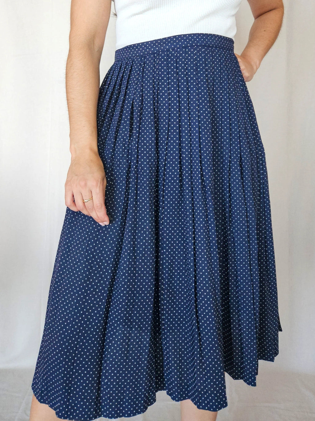 Desi - donkerblauwe vintage plooirok | M/L