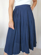 Desi - donkerblauwe vintage plooirok | M/L