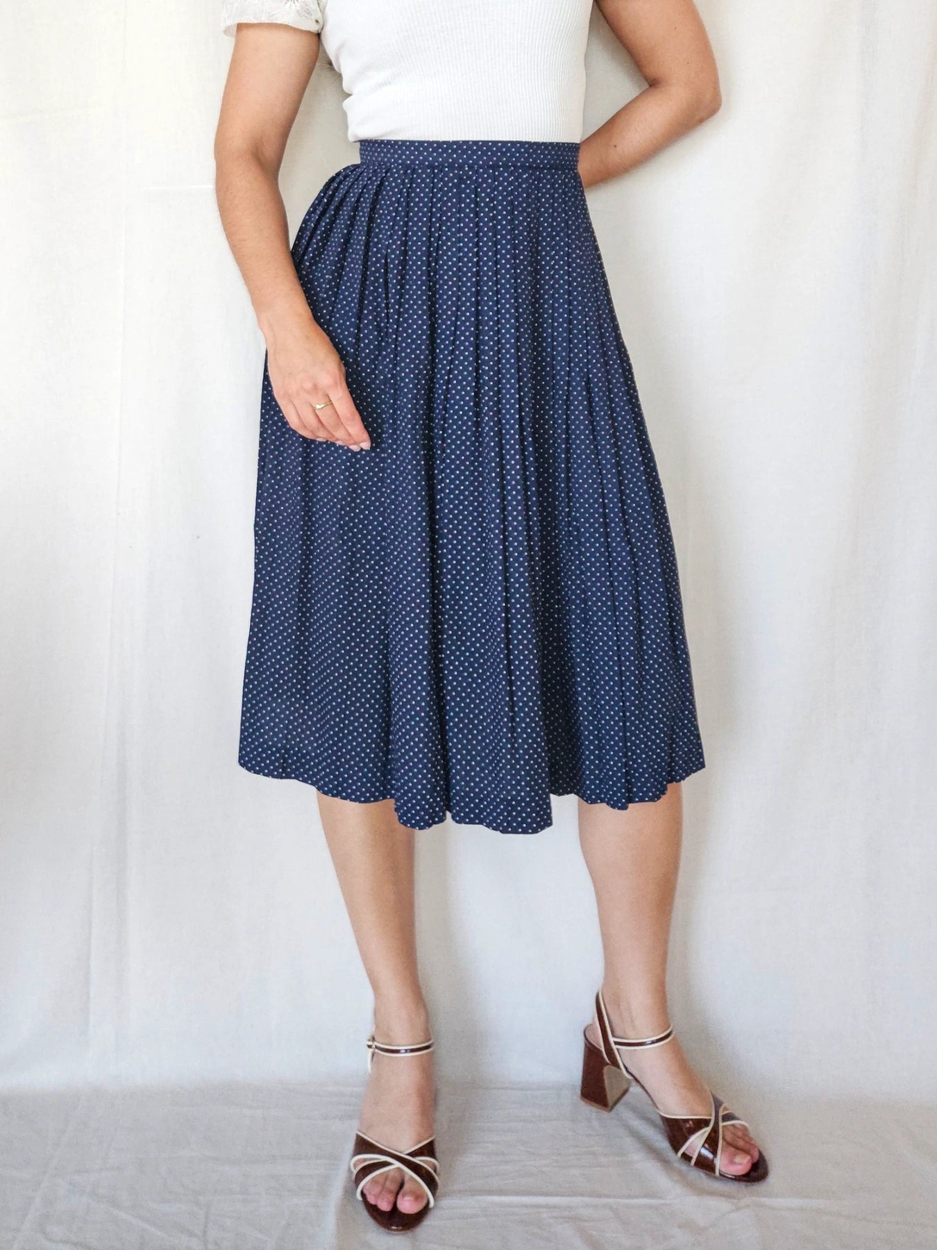 Desi - donkerblauwe vintage plooirok | M/L