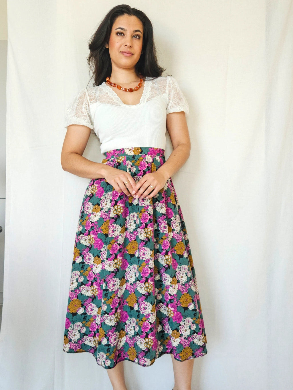 Iria - vintage rok met bloemenprint | XS