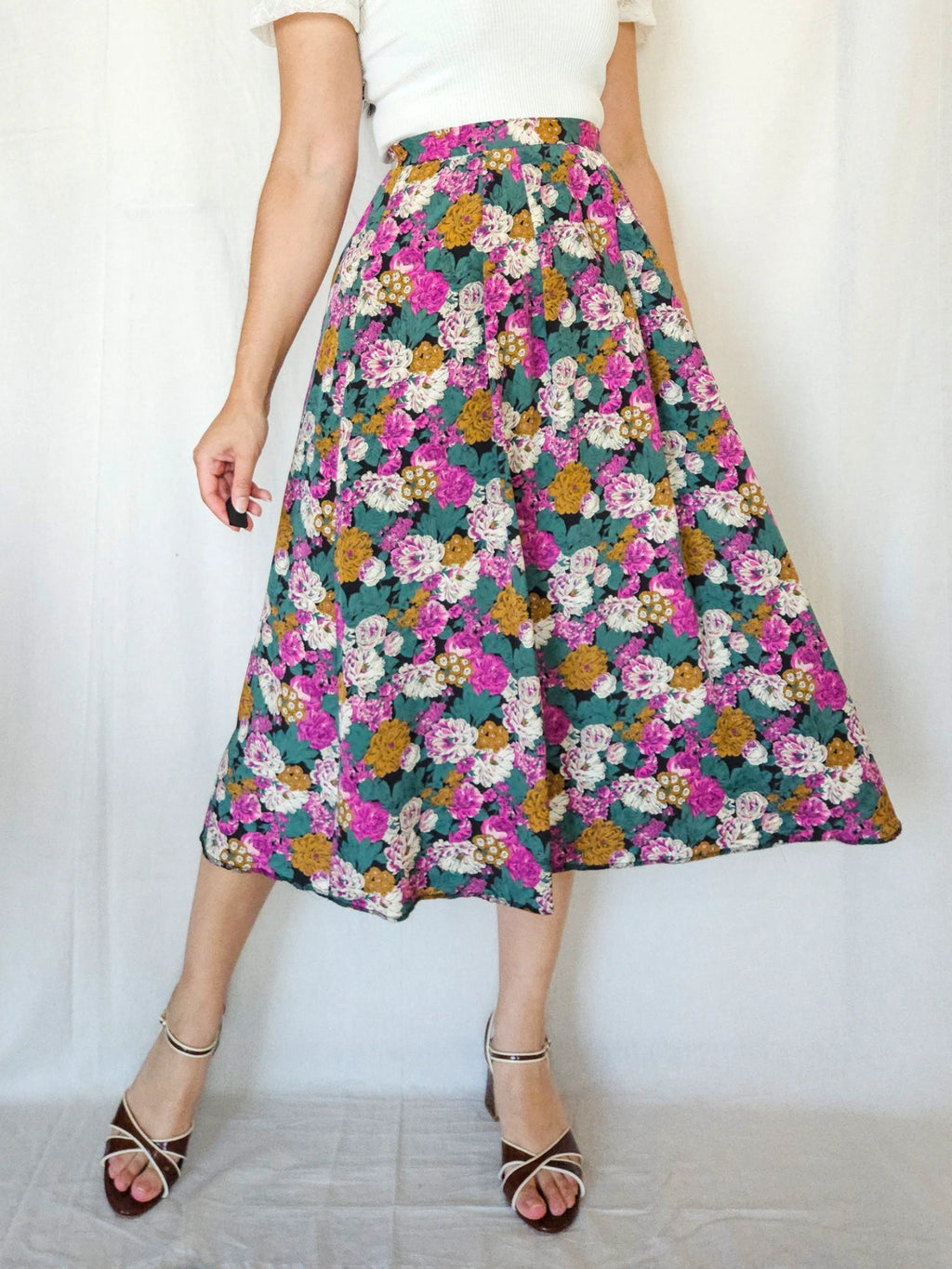Iria - vintage rok met bloemenprint | XS