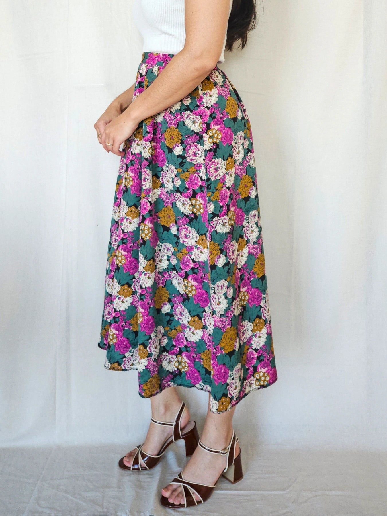 Iria - vintage rok met bloemenprint | XS