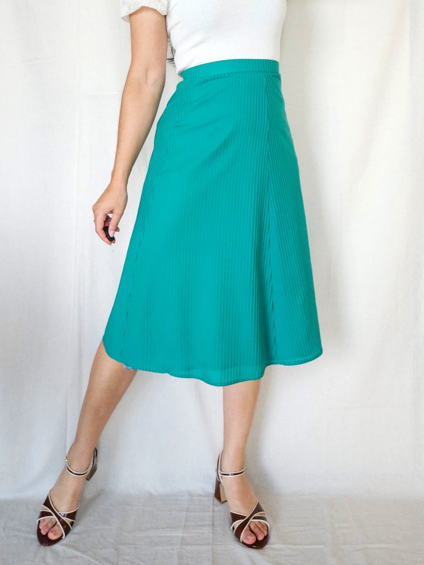 Mia - zeegroene vintage rok | XS