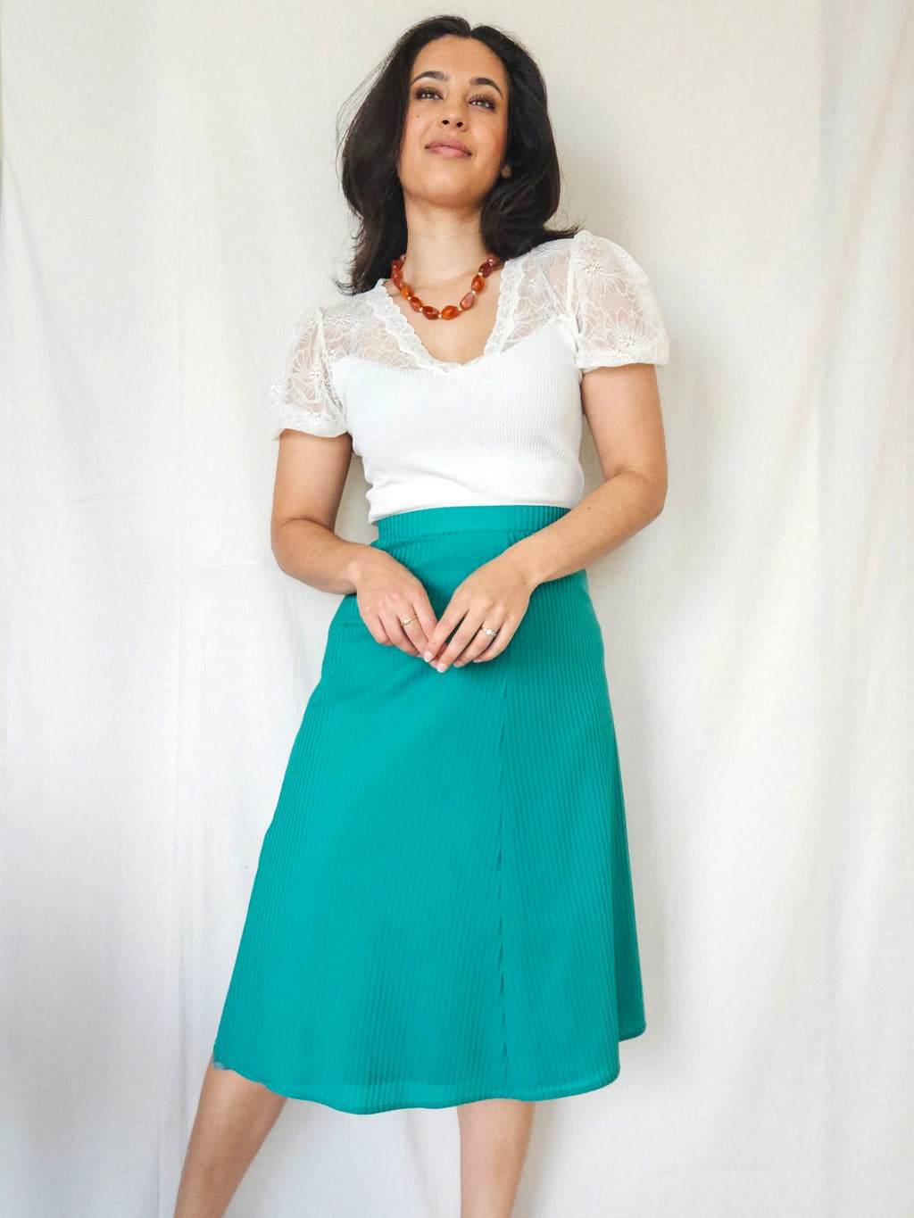 Mia - zeegroene vintage rok | XS