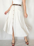 Renata - doorknoop vintage rok, linnen | XL
