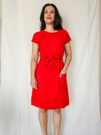 Jacinta - rode vintage jurk, linnen | XL