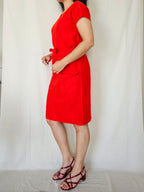 Jacinta - rode vintage jurk, linnen | XL