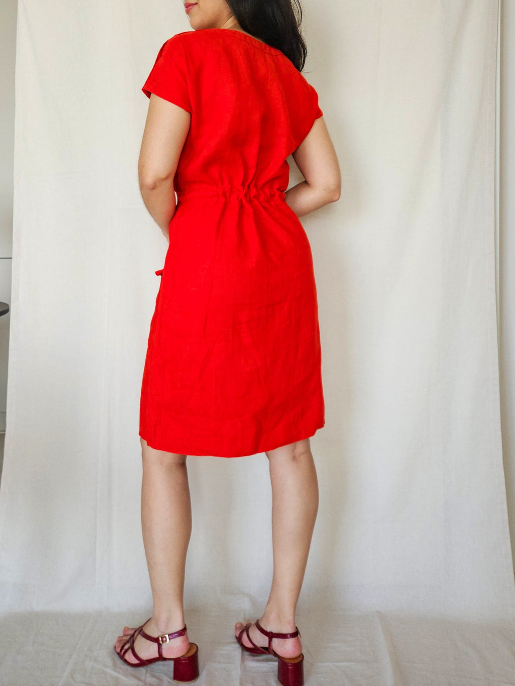 Jacinta - rode vintage jurk, linnen | XL