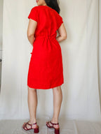 Jacinta - rode vintage jurk, linnen | XL