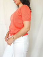 Nadia - gebreide vintage top koraal | M