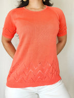 Nadia - gebreide vintage top koraal | M